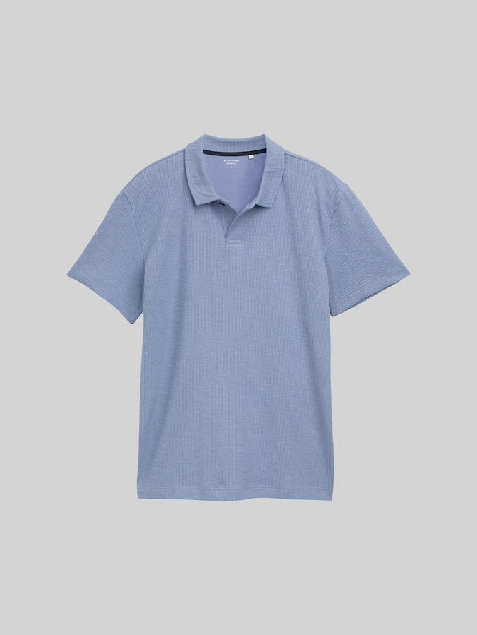 Ribbed polo shirt with stretch by Men, dove blue