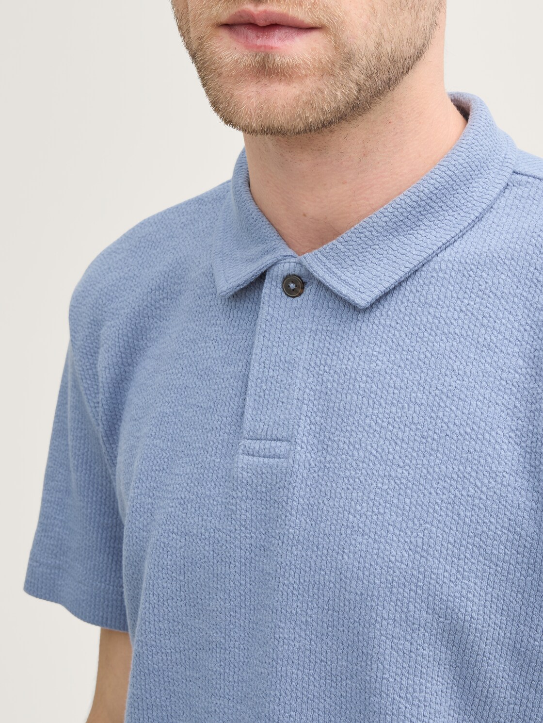 Ripp Poloshirt mit Stretch-Anteil - dove blue