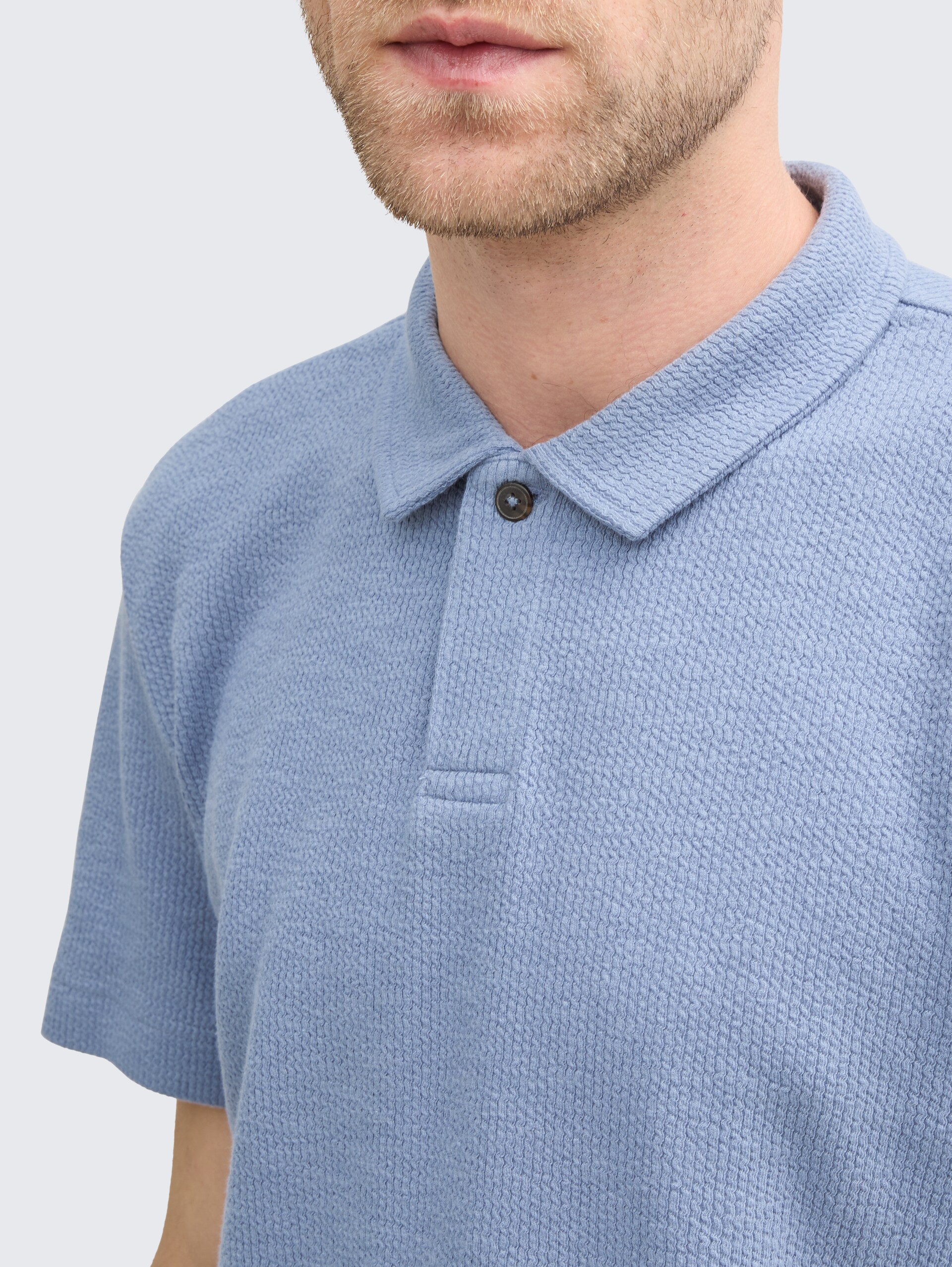 Ripp Poloshirt mit Stretch-Anteil - dove blue