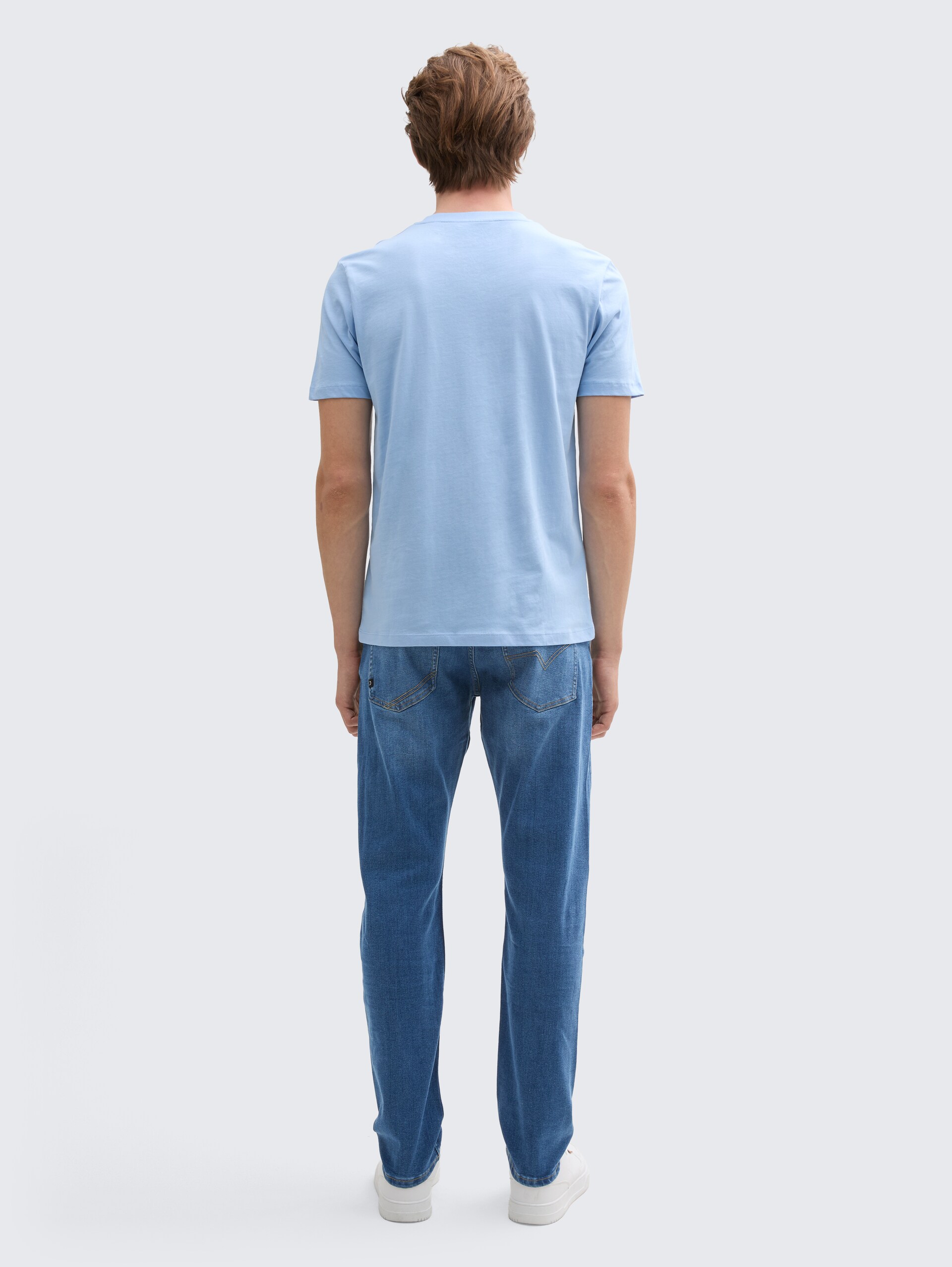 TTPIERS SLIM Jeans - Used Mid Stone Blue Denim - Auschnitt Model-Rückansicht