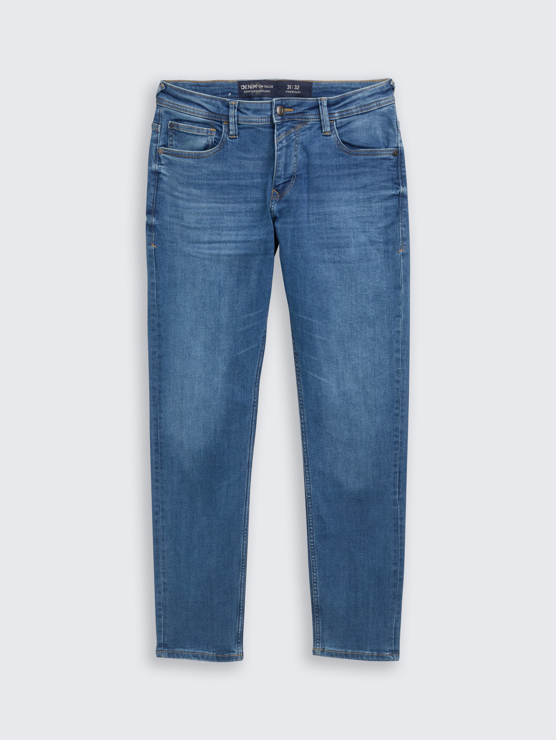 TTPIERS SLIM Jeans - Used Mid Stone Blue Denim - Vorder-Produkt-Ansicht