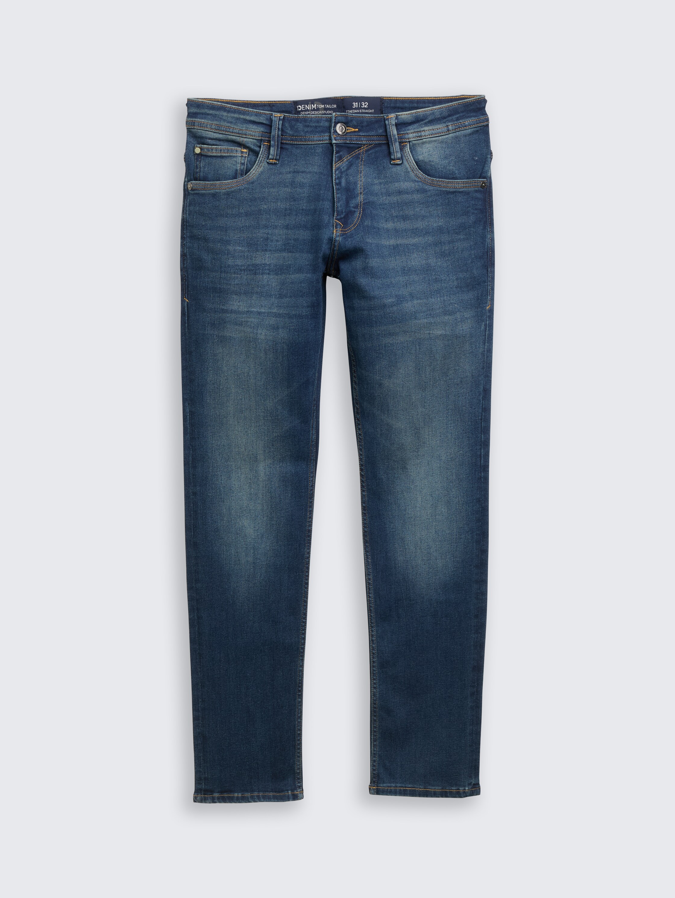 TTAEDAN STRAIGHT Jeans - Used Dark Stone Blue Denim - Vorder-Produkt-Ansicht