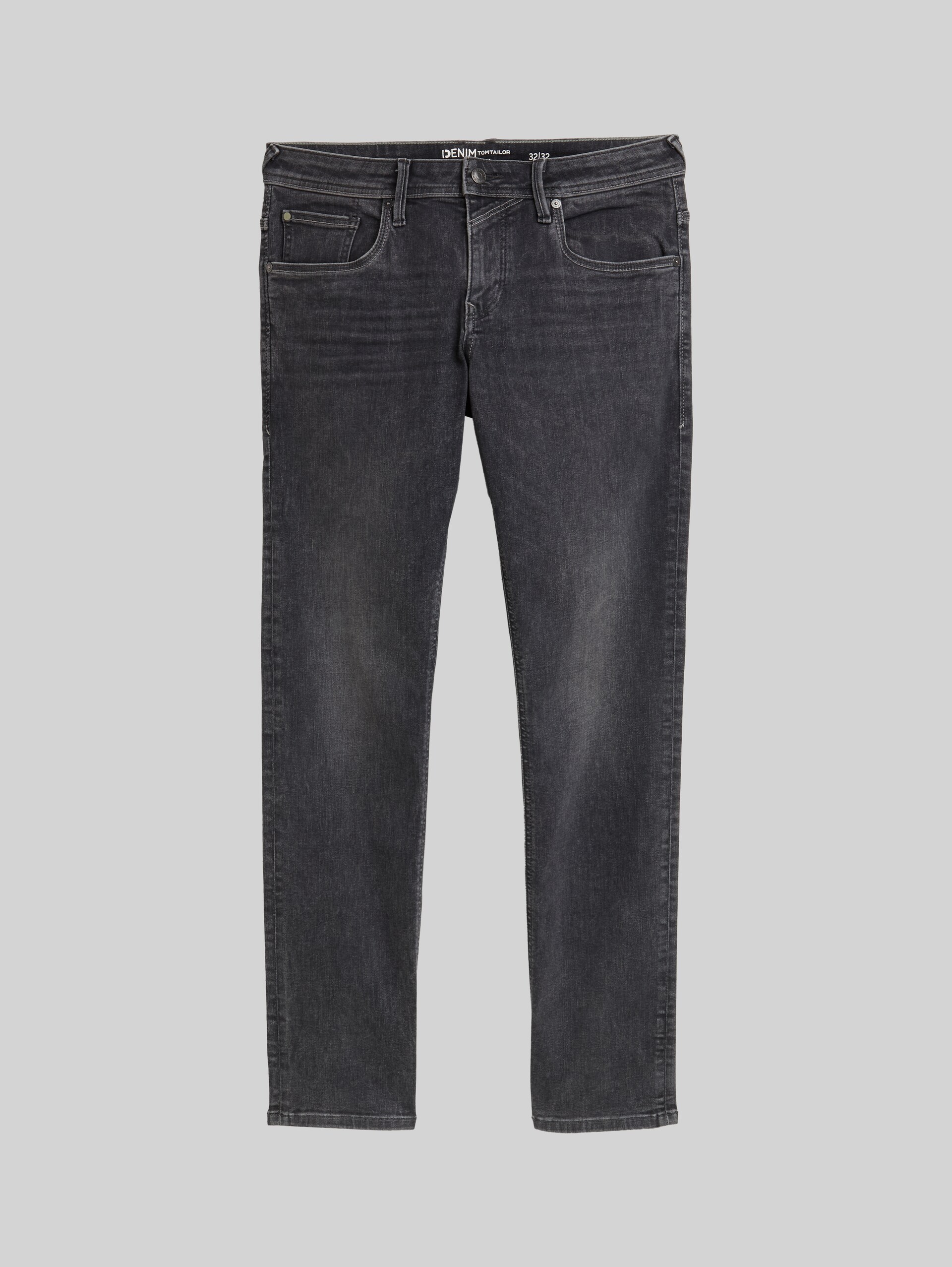 TTAEDAN STRAIGHT Jeans with Stretch - used dark stone grey denim - Front product view