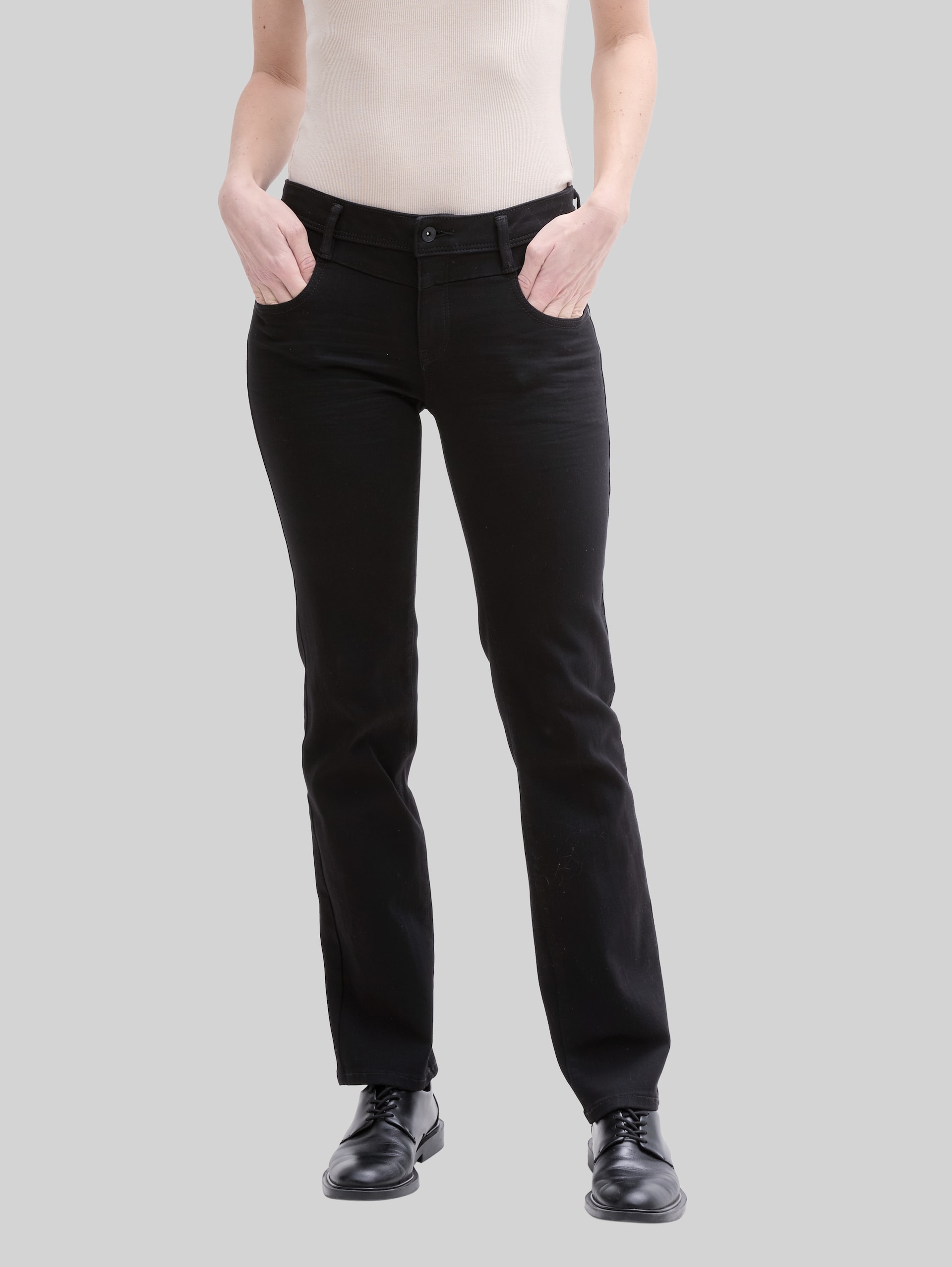TTALEXA STRAIGHT Jeans - black denim - Neckline model front view