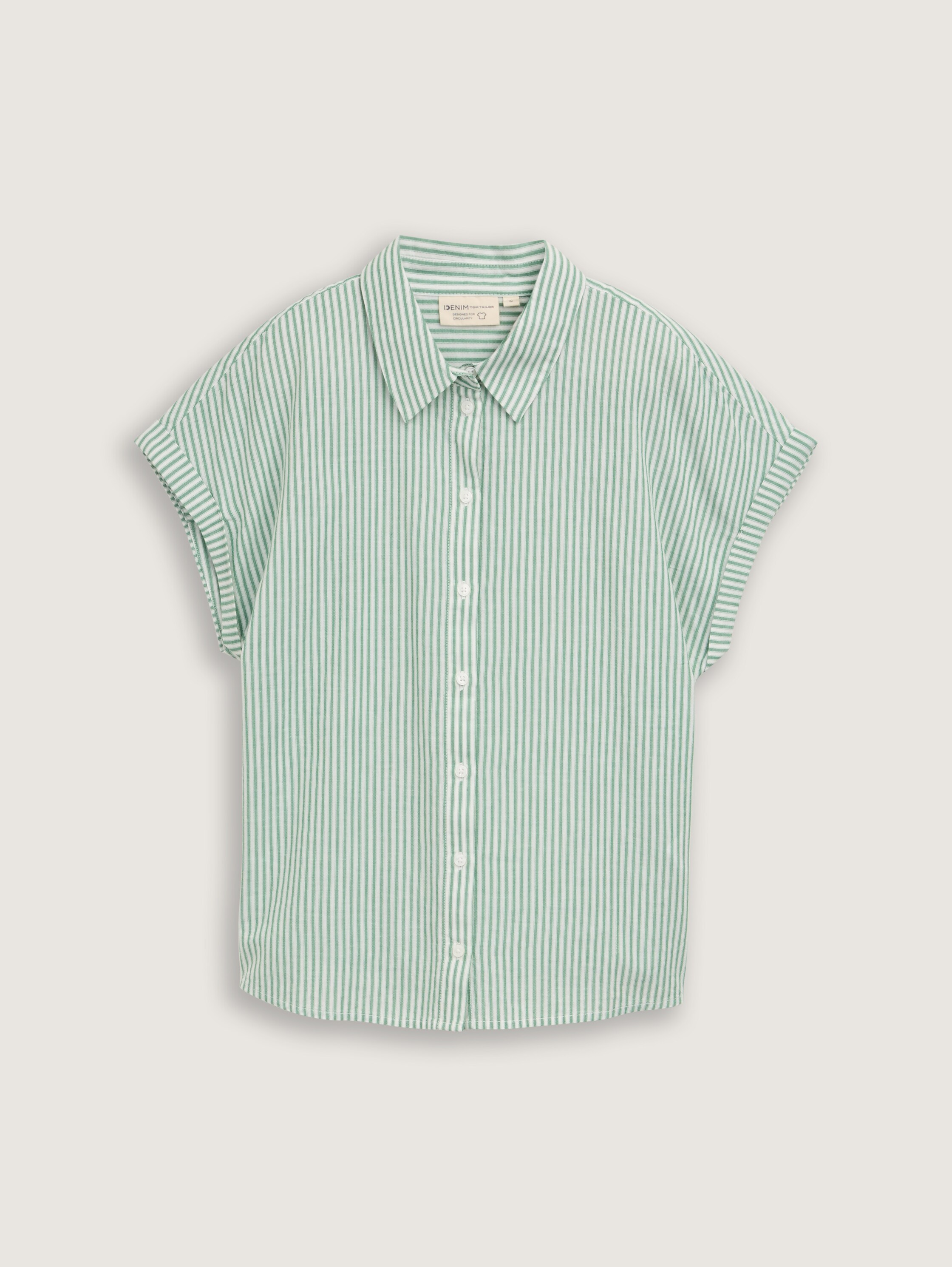 Loose Fit Bluse mit Streifenmuster - white_green_vertical_stripe - 