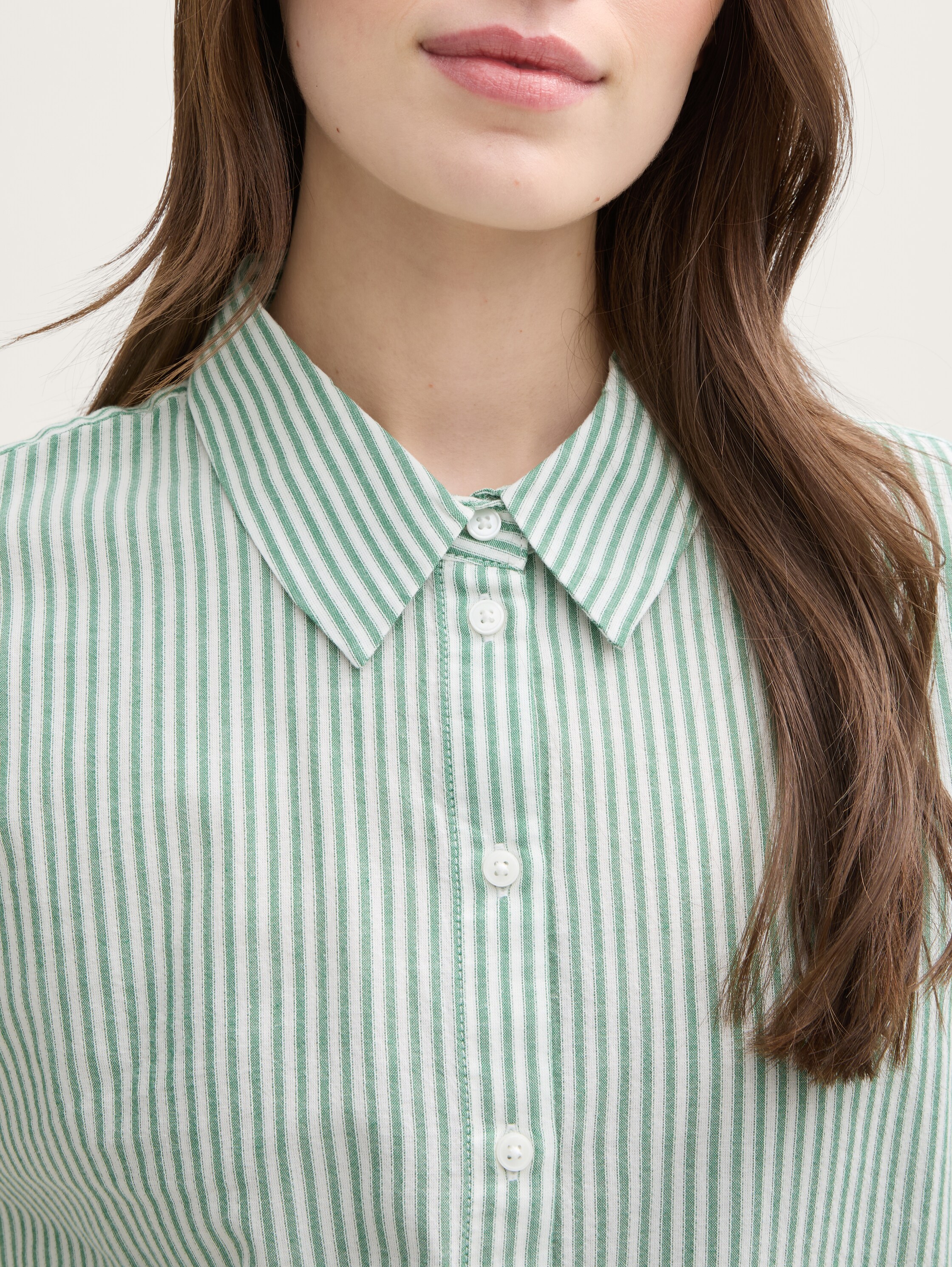 Loose Fit Bluse mit Streifenmuster - white_green_vertical_stripe - 