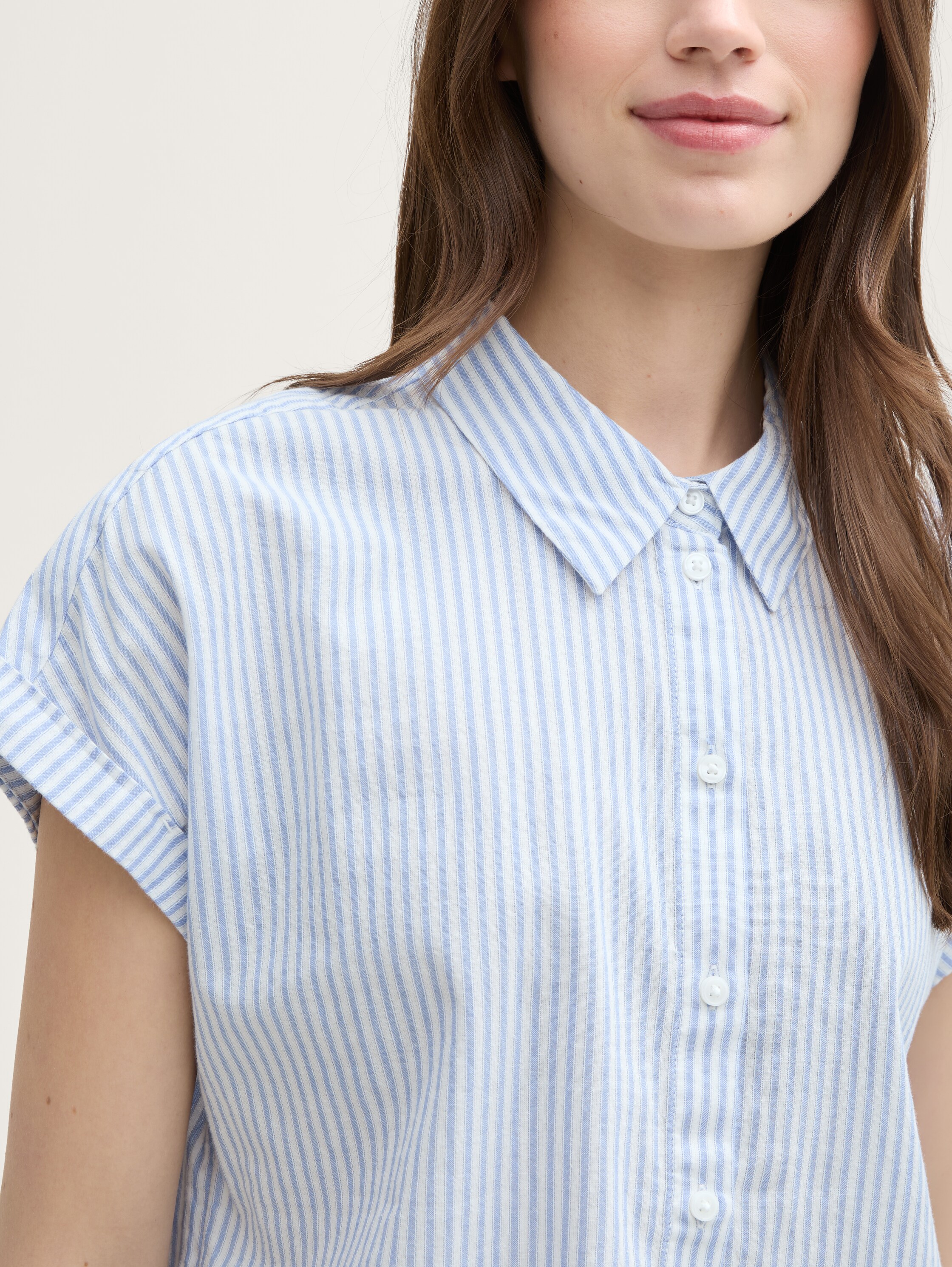 Loose Fit Bluse mit Streifenmuster - white_blue_vertical_stripe - 