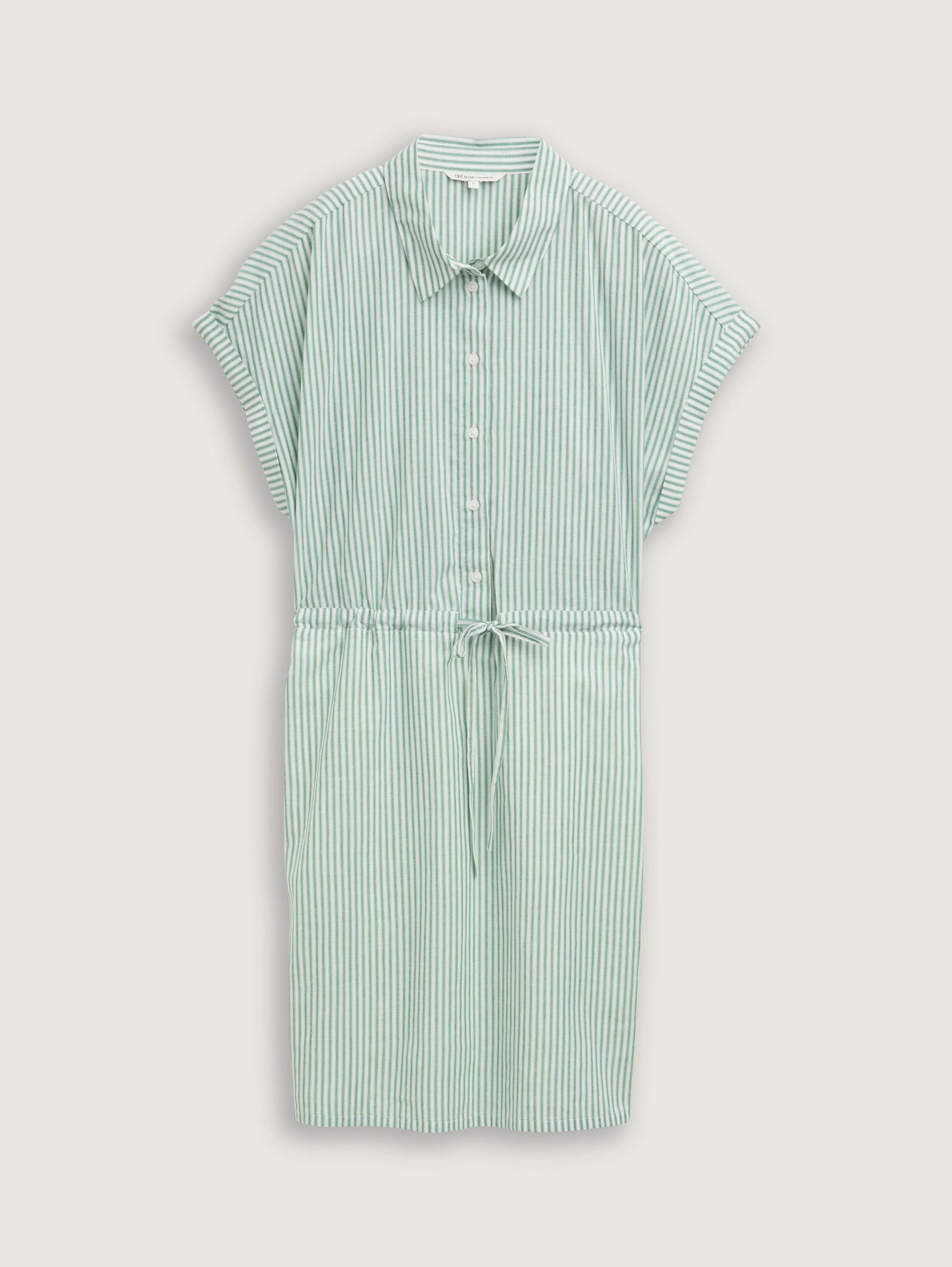 Mini-Blusenkleid mit Streifenmuster - white_green_vertical_stripe - 