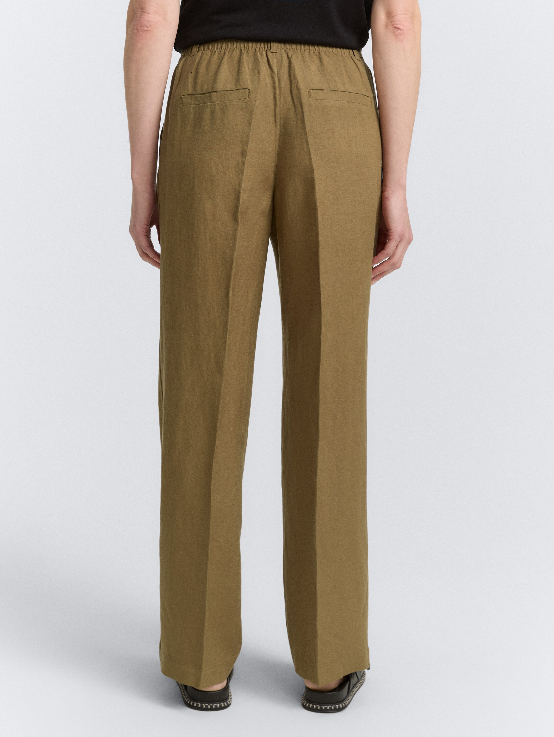 TTLEA Wide Leg Hose mit Leinenanteil - nutria_olive - 