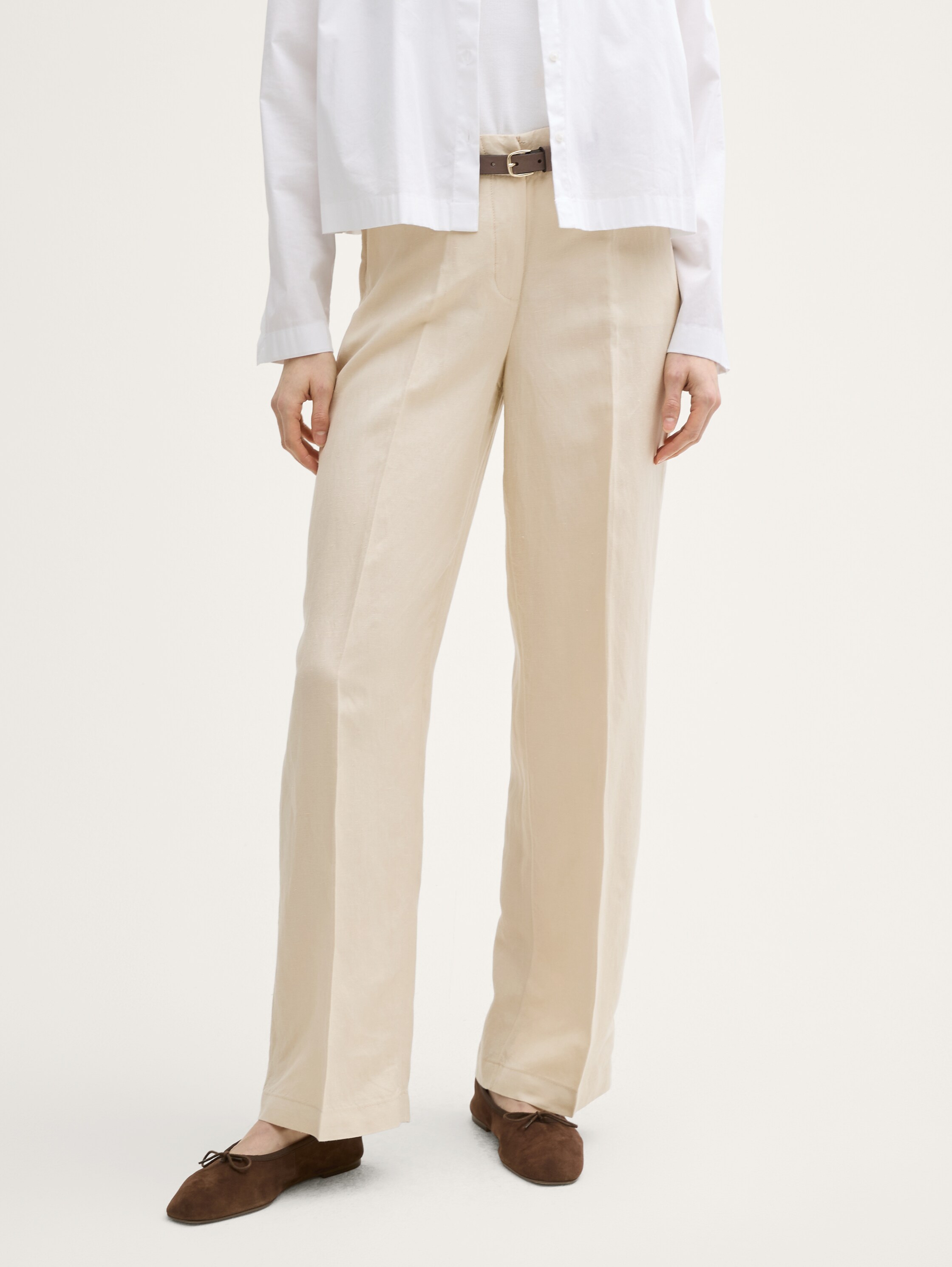 TTLEA Wide Leg Hose mit Leinenanteil - summer_beige - 