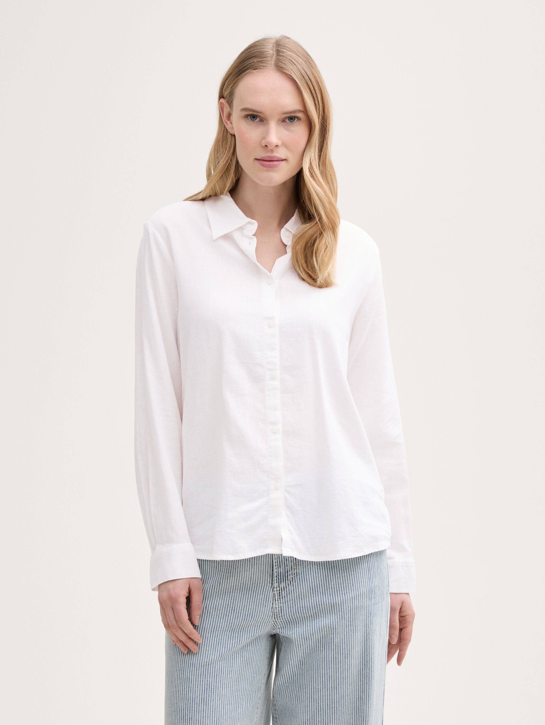 Hemdbluse mit Leinenanteil - white - 
