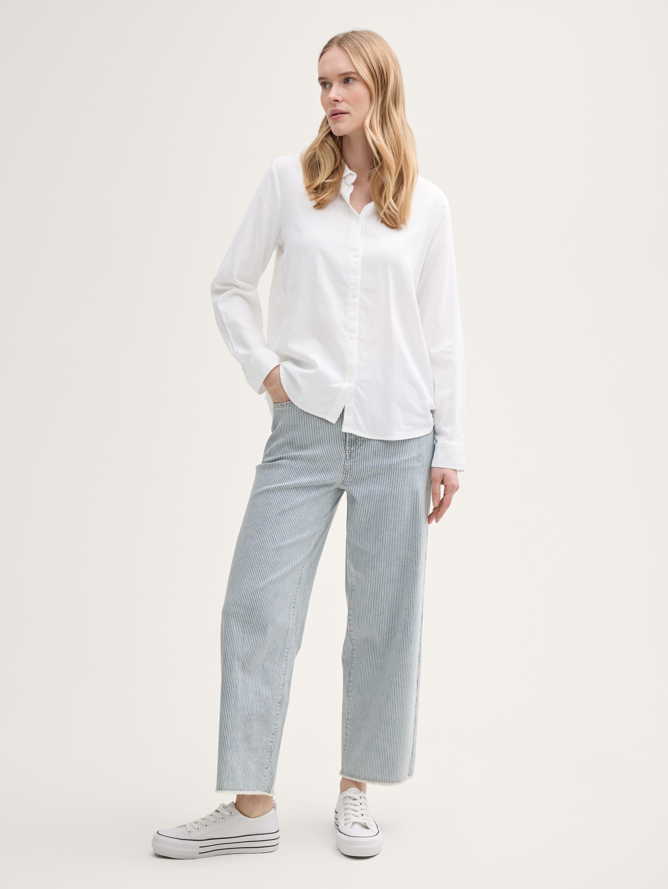 Hemdbluse mit Leinenanteil - white - 