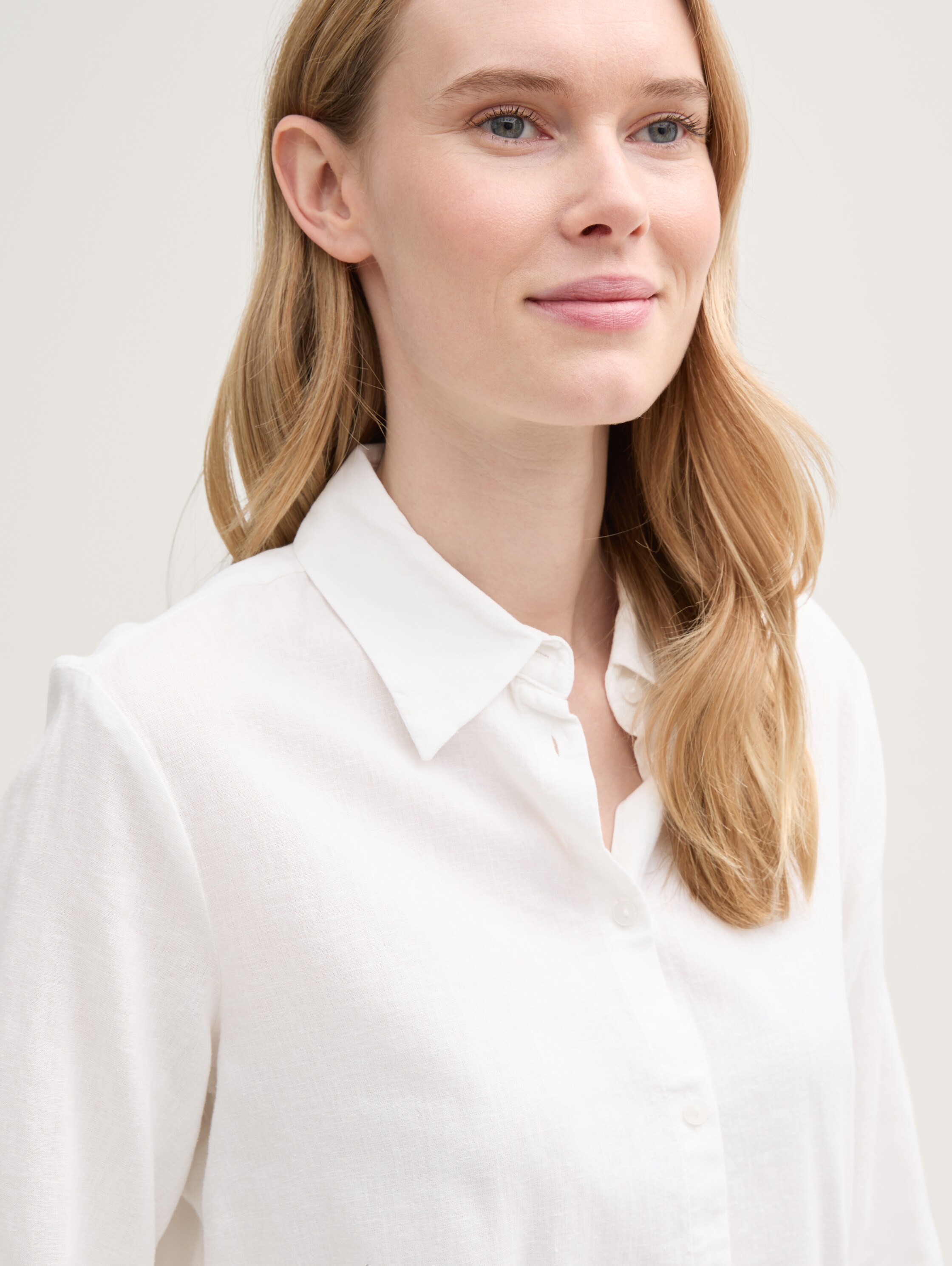 Hemdbluse mit Leinenanteil - white - 