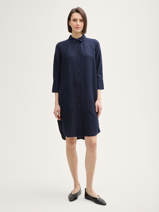 Blouse dress with linen by Women, sky captain blue