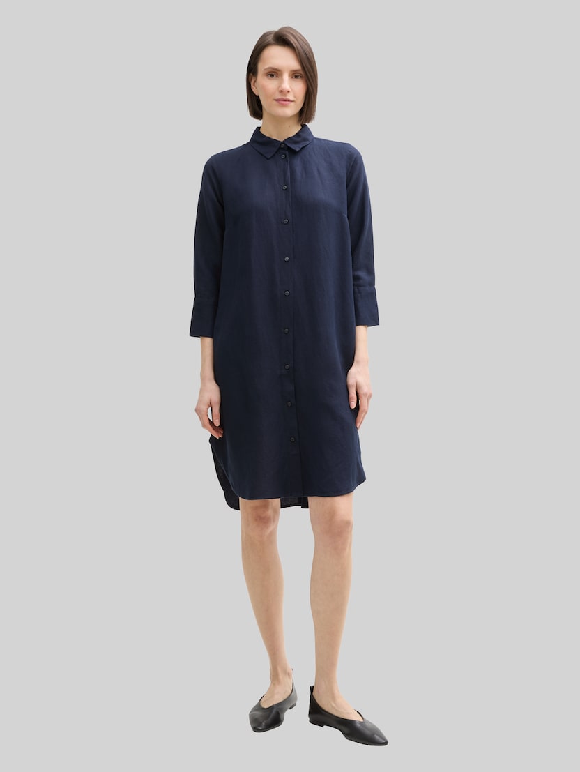 Blouse dress with linen by Women, sky captain blue