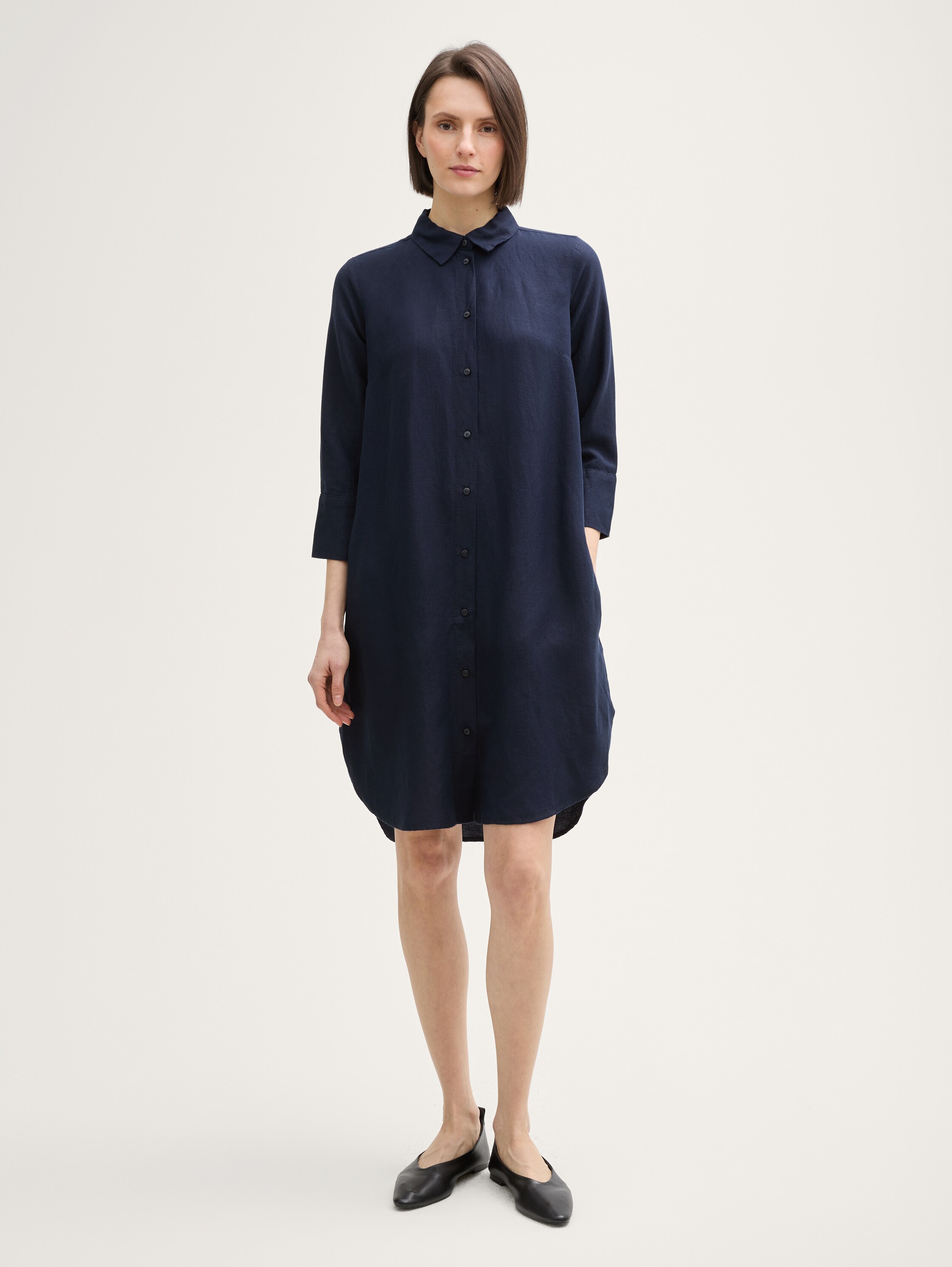 Blusenkleid mit Leinenanteil - sky_captain_blue_1 - 