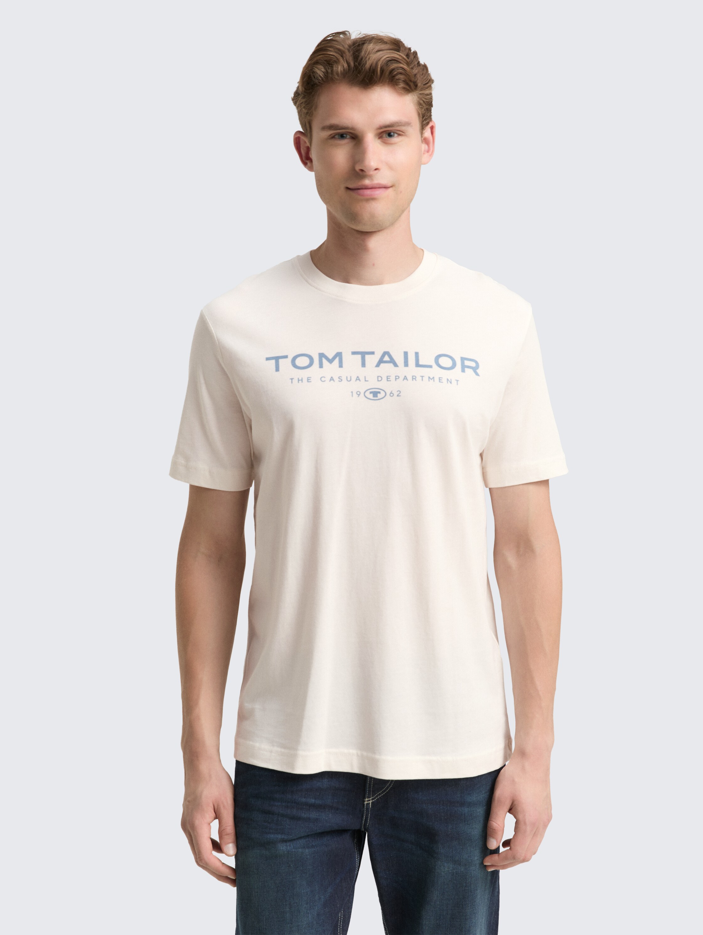 Cotton T-shirt with logo print - gardenia_white - 