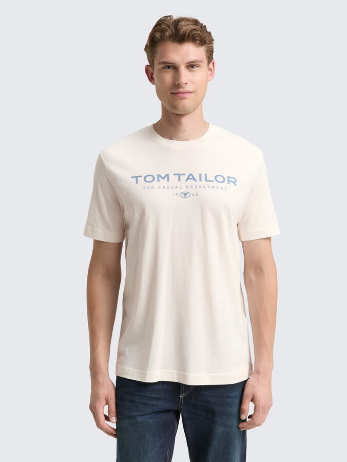 T-Shirt aus Baumwolle mit Logo-Print von Men, Gardenia White