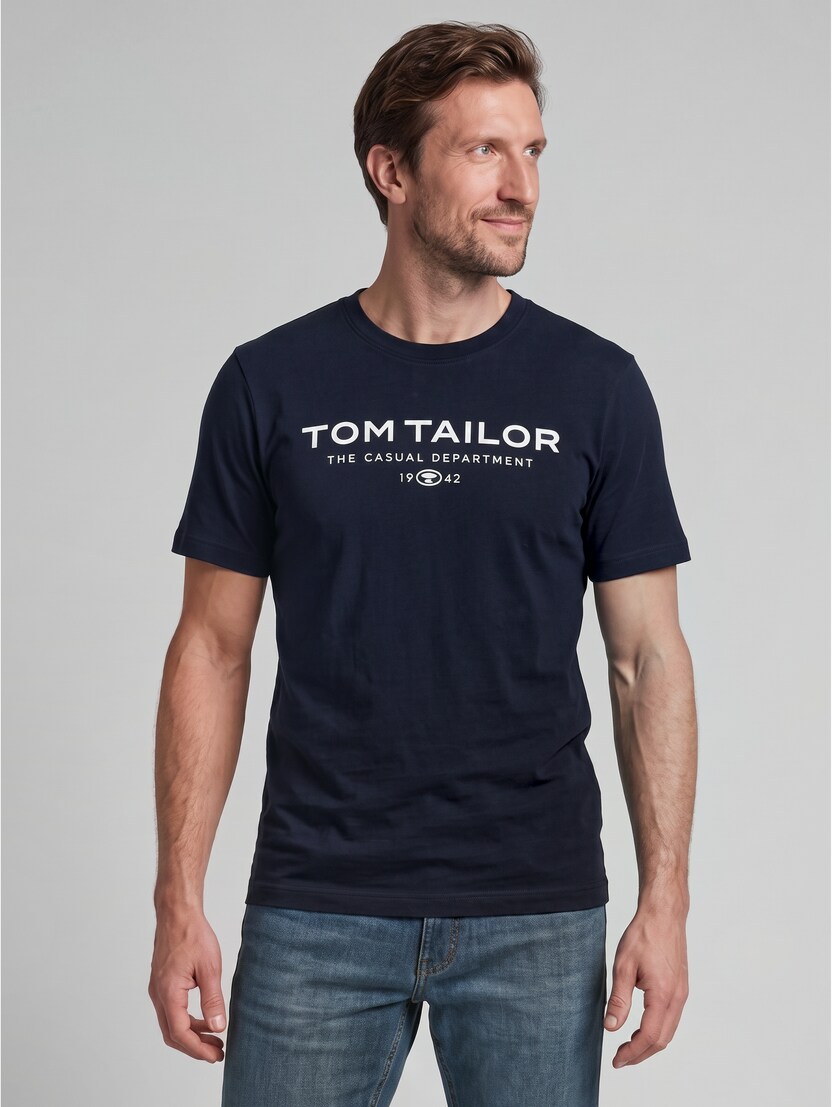 Katoenen T-shirt met logo-print door Men, sky captain blue