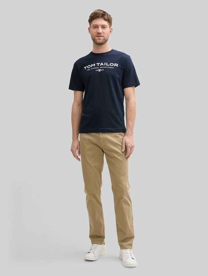 Cotton T-shirt with logo print by Men, sky captain blue