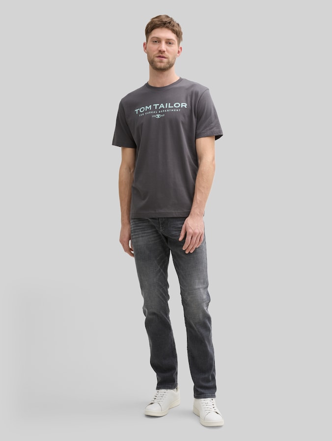 Cotton T-shirt with logo print by Men, Tarmac Grey