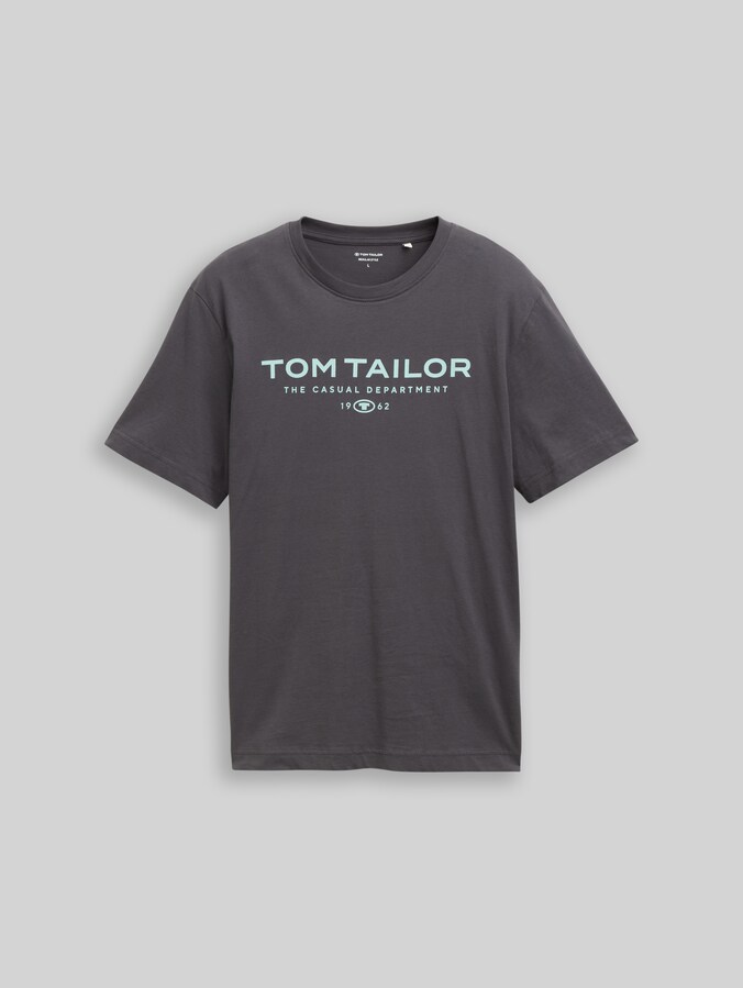 Cotton T-shirt with logo print by Men, Tarmac Grey