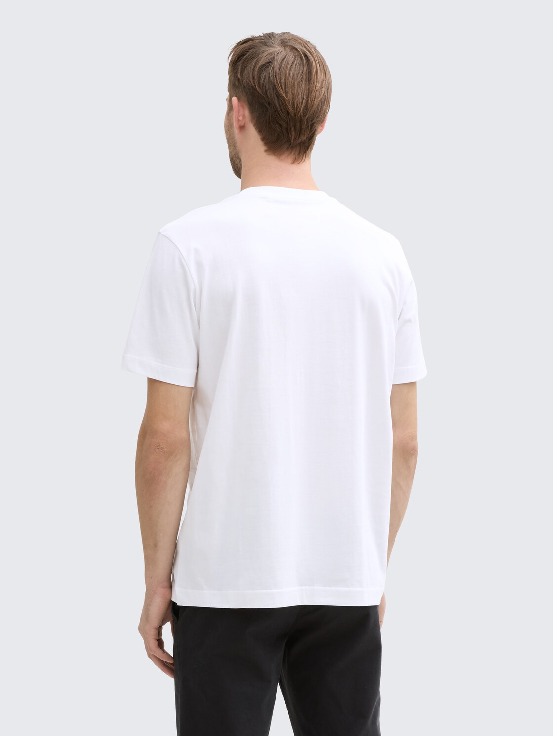 T-Shirt aus Baumwolle mit Logo-Print - White - Auschnitt Model-Rückansicht