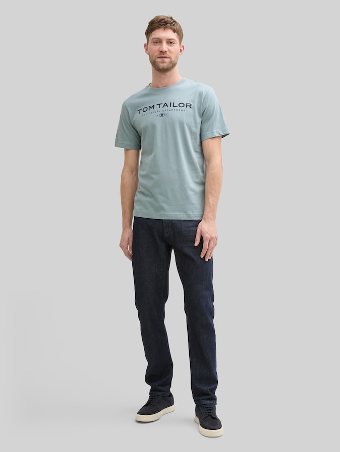 Cotton T-shirt with logo print by Men, grey mint