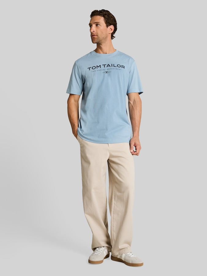 T-shirt en coton avec logo imprimé par Men, mountain spring blue