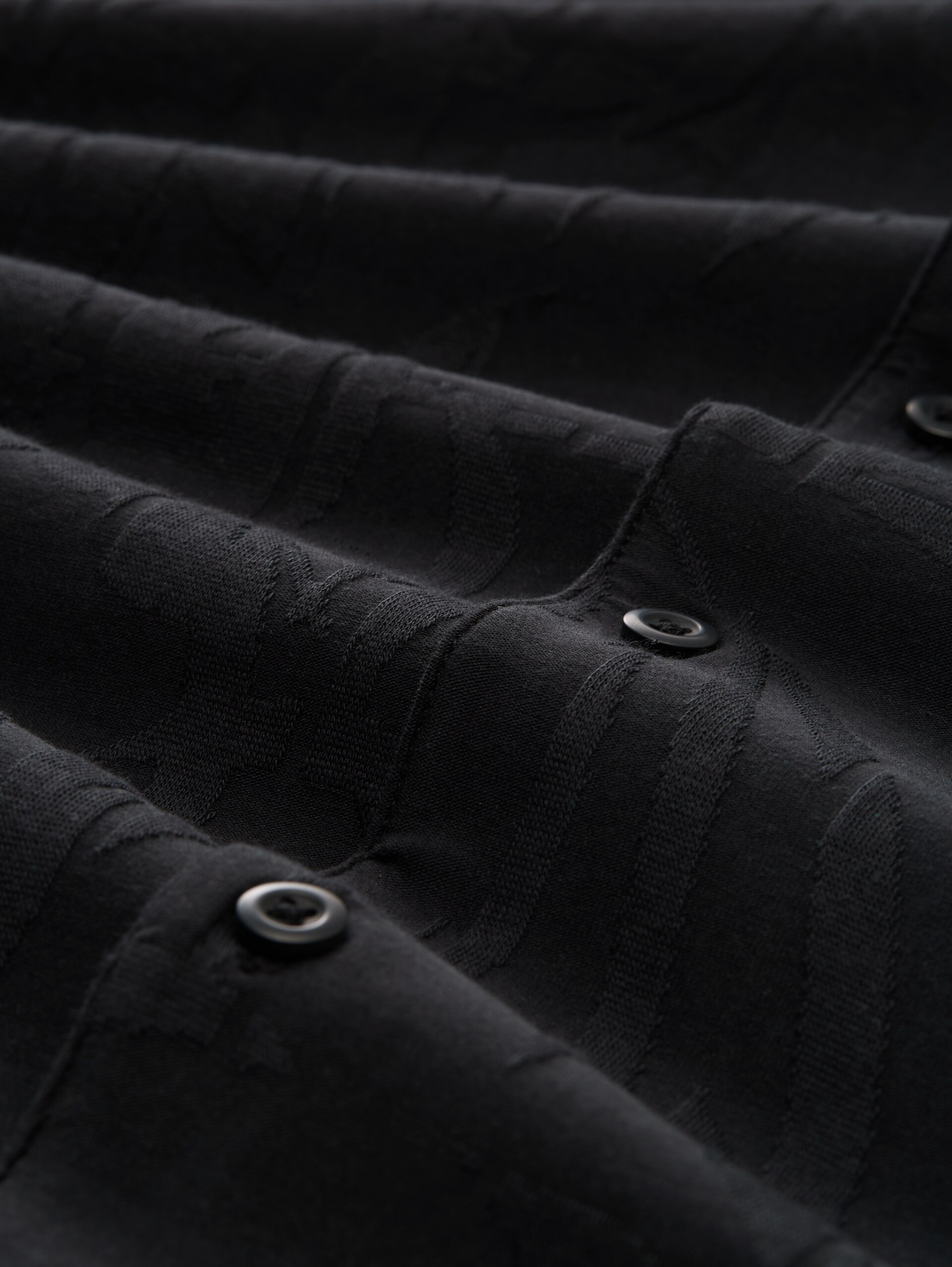 Relaxed Fit Resort Kurzarmhemd - black leaves jacquard - Material-Ansicht
