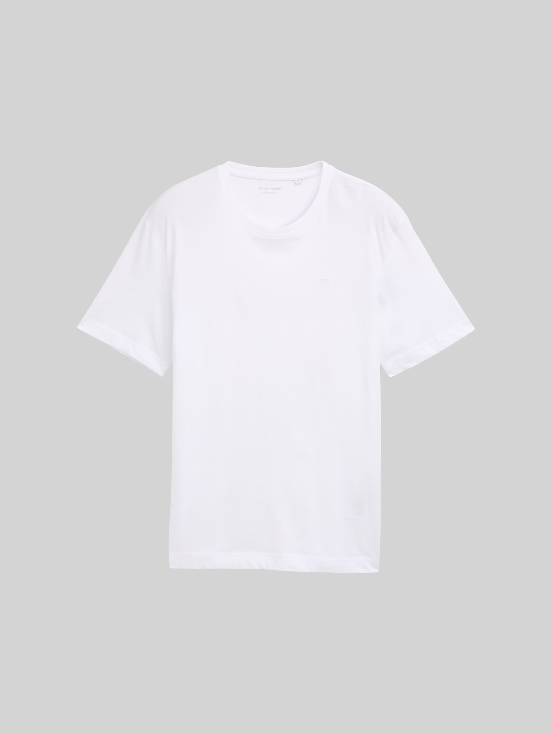 T-shirt basique avec logo brodé - White - Vue de face du produit
