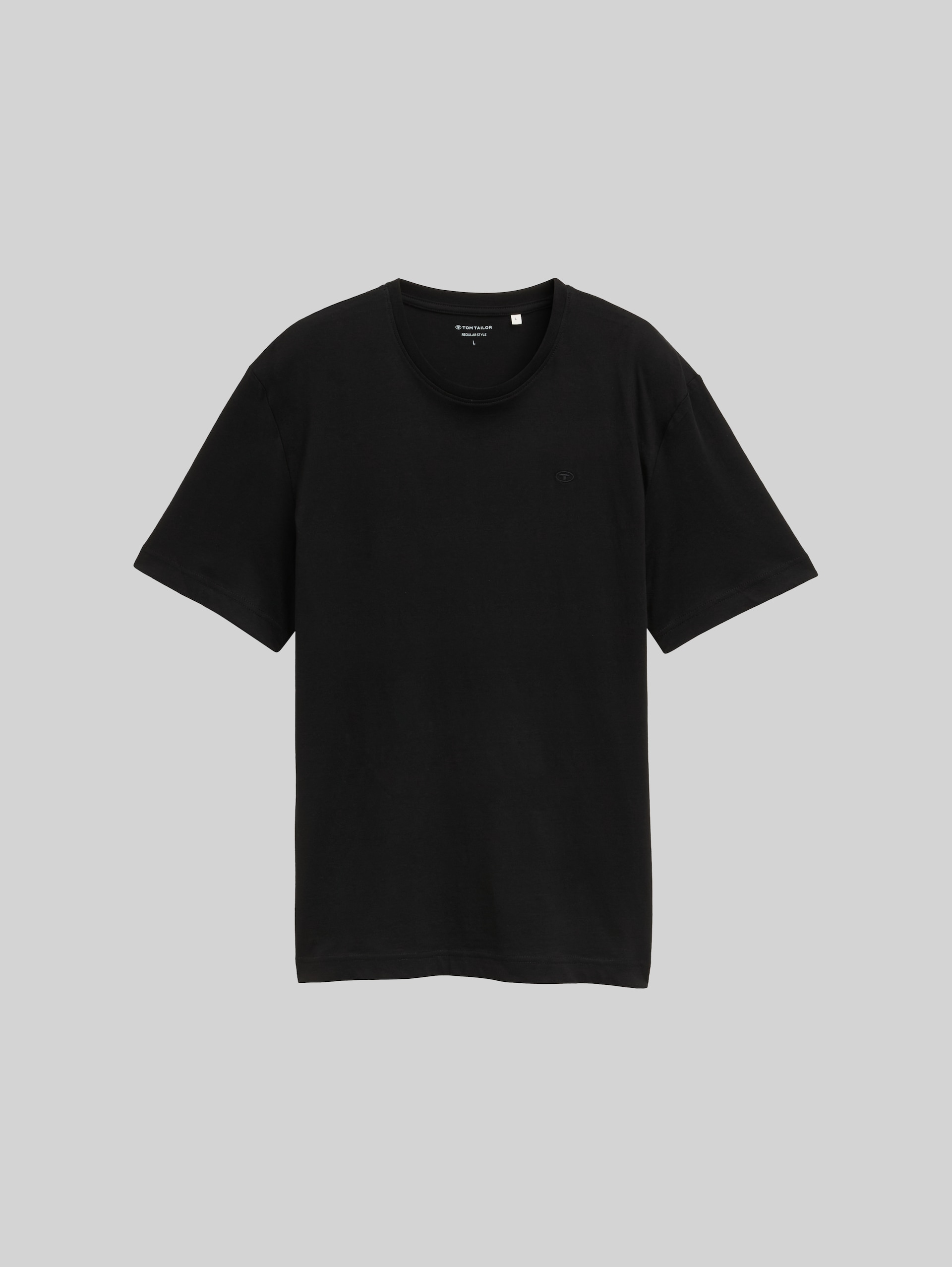 Basic T-shirt met geborduurd logo - Black - Product vooraanzicht