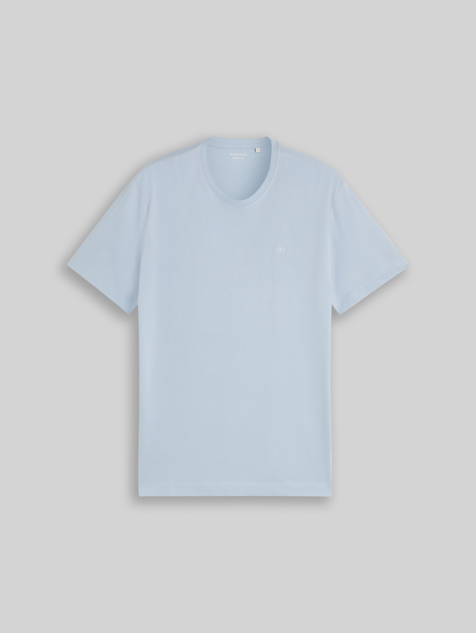 Basic T-Shirt mit Logo-Stickerei - light blue grey - Vorder-Produkt-Ansicht