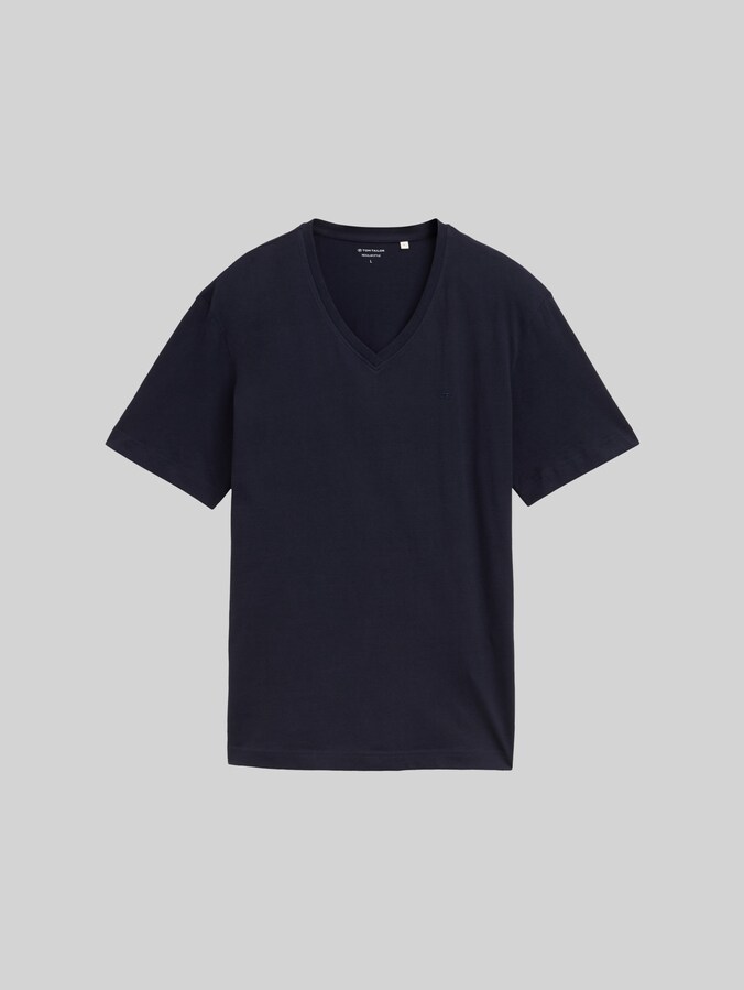 T-shirt basique à col en V par Men, Knitted Navy