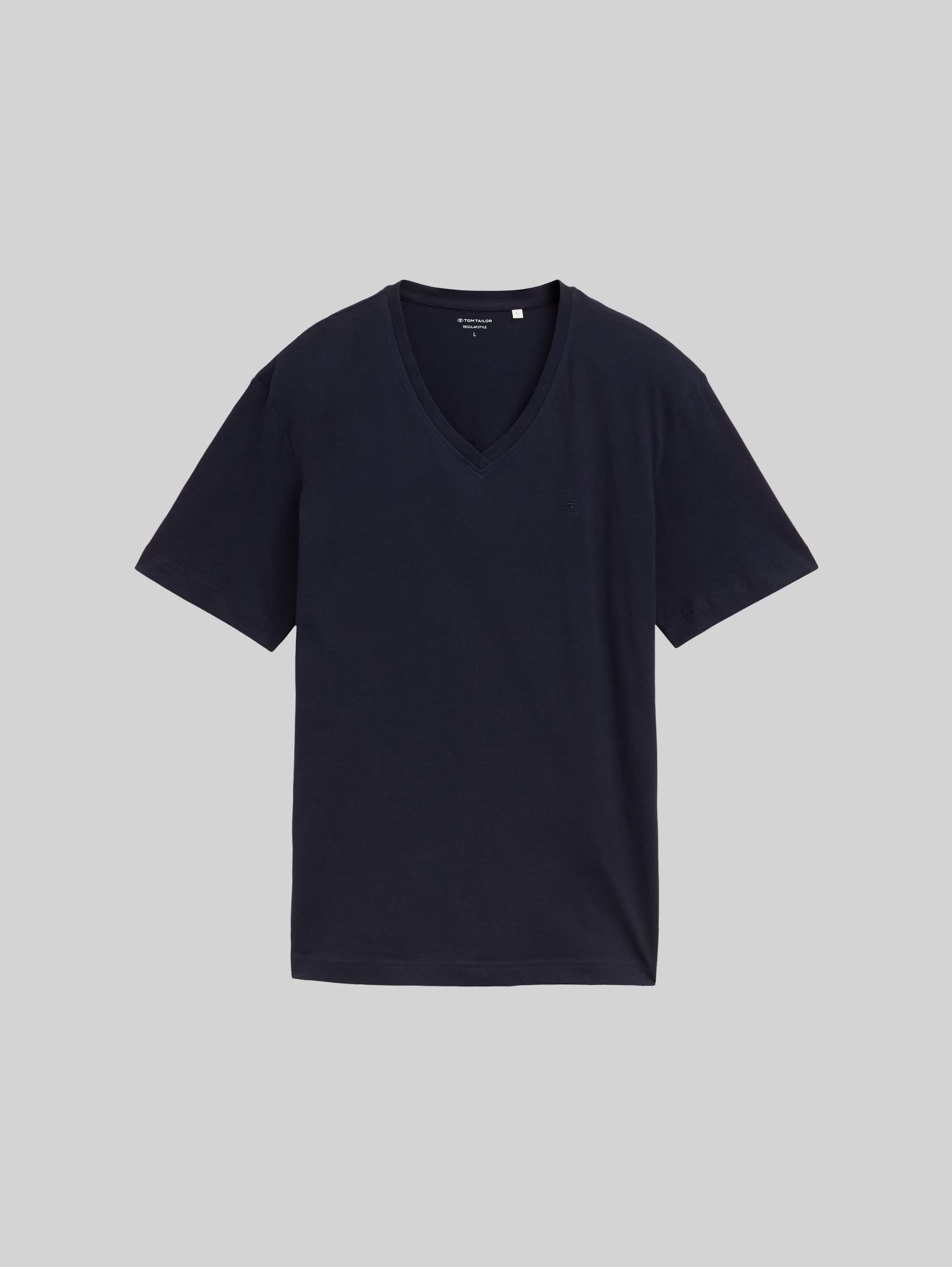 T-shirt basique à col en V - Knitted Navy - Vue de face du produit