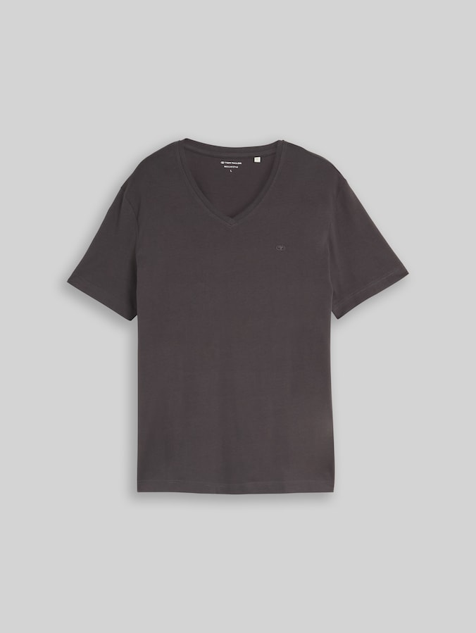 Basic T-shirt met V-hals door Men, Tarmac Grey