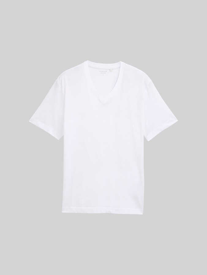 Basic T-shirt met V-hals door Men, White