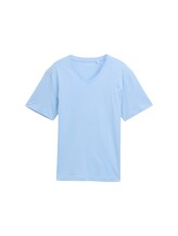 Non sélectionné, T-shirt basique à col en V par Tom Tailor, bleu