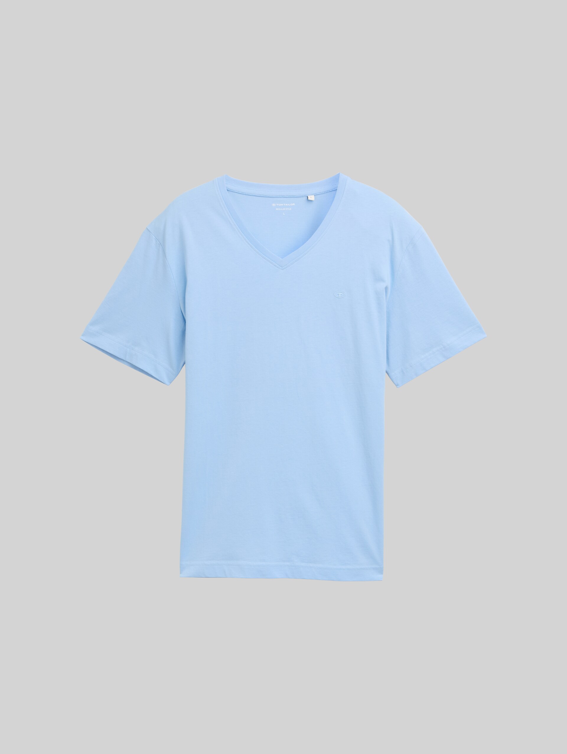 T-shirt basique à col en V - washed out middle blue - Vue de face du produit