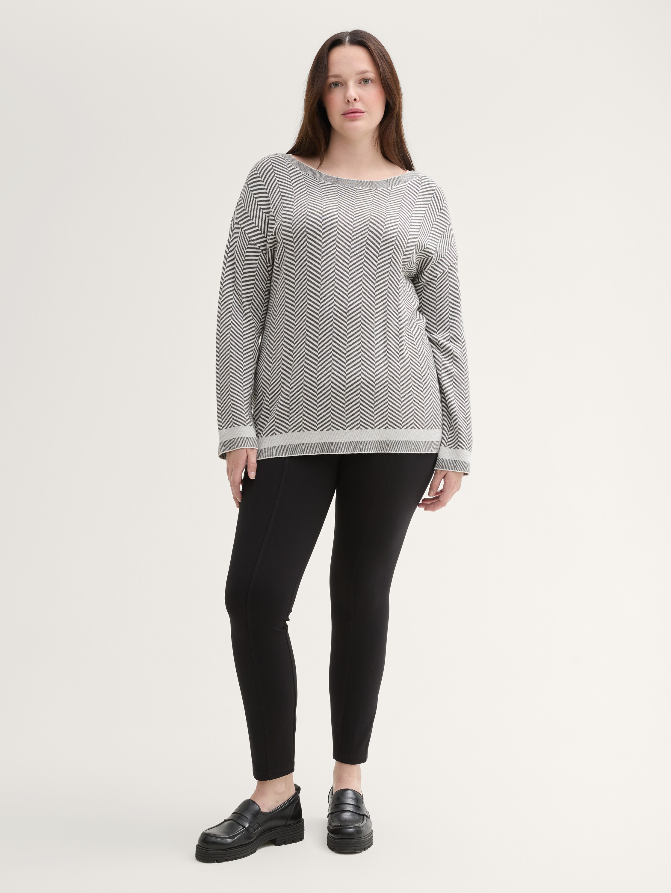 Plus Size - Pullover mit Fischgrätenmuster - anthrazit_knit_heringbone - 