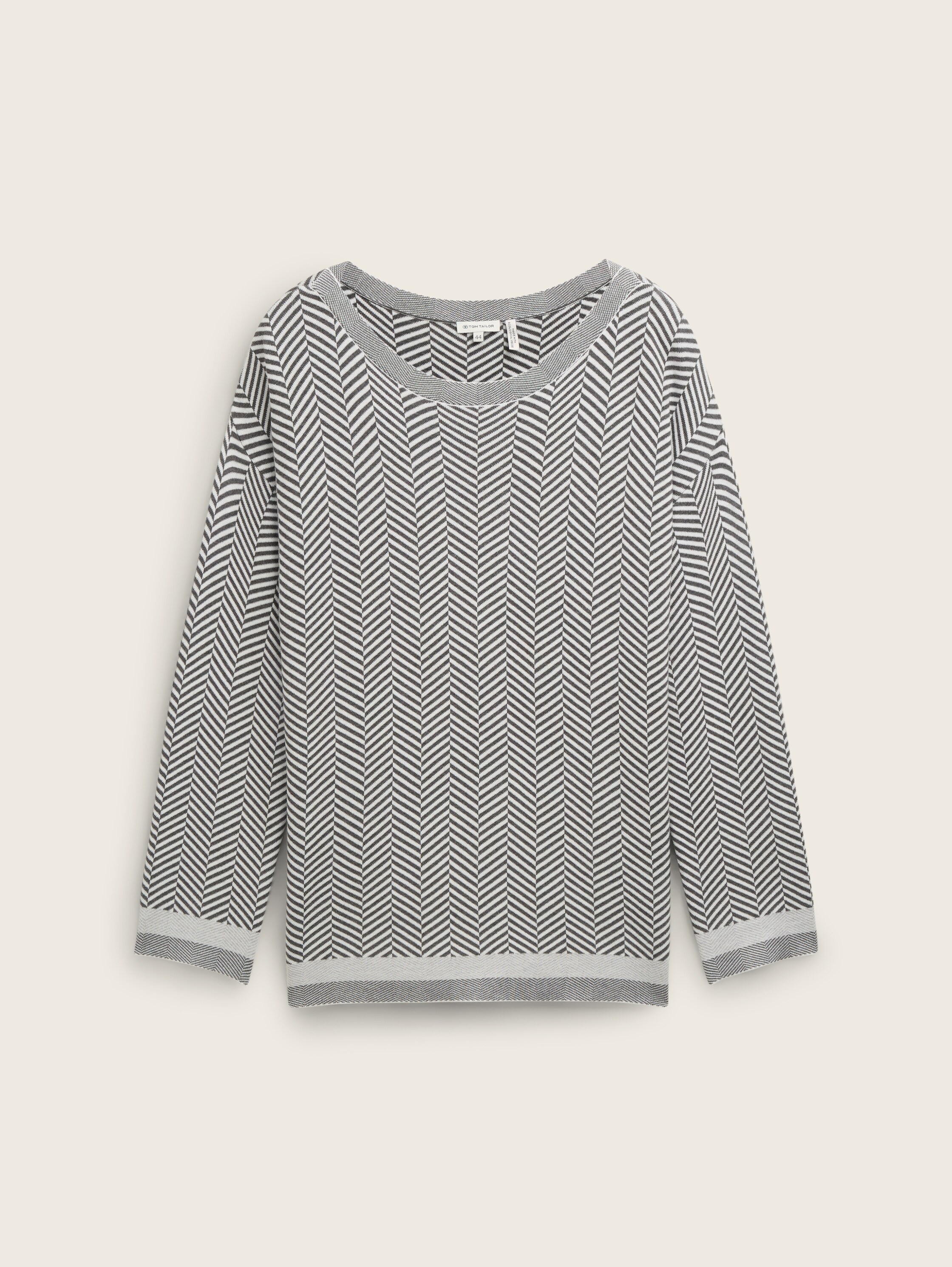 Plus Size - Pullover mit Fischgrätenmuster - anthrazit_knit_heringbone - 