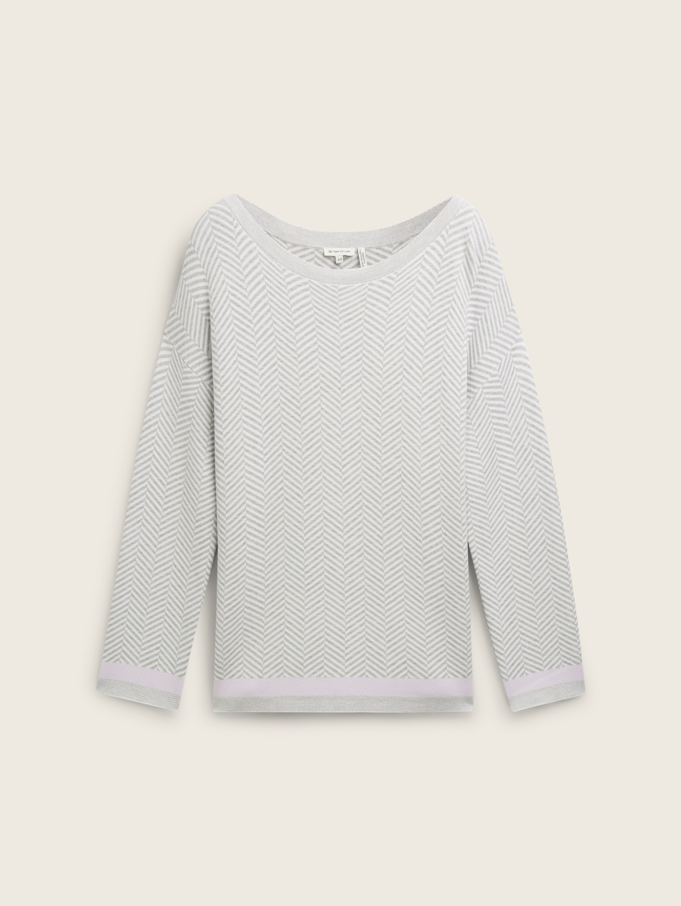 Plus Size - Pullover mit Fischgrätenmuster - grey_knit_heringbone - 