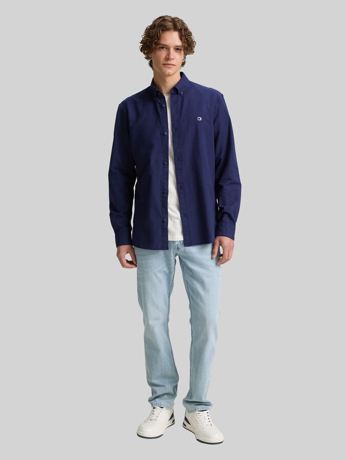 Oxford Hemd mit Logo-Stickerei von Denim Male, dark blueberry