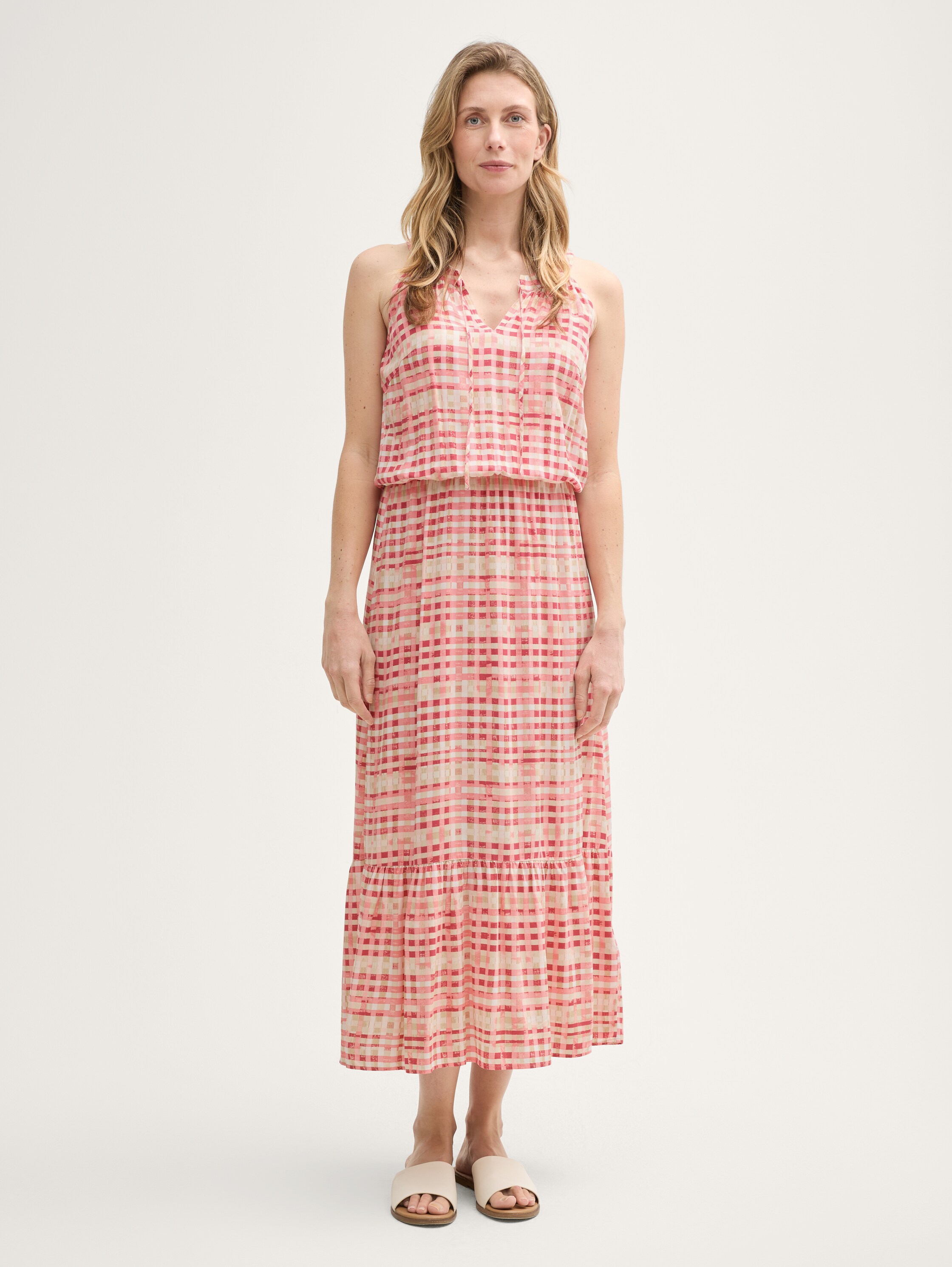 Maxi-Kleid mit Muster - berry_red_check_design - 