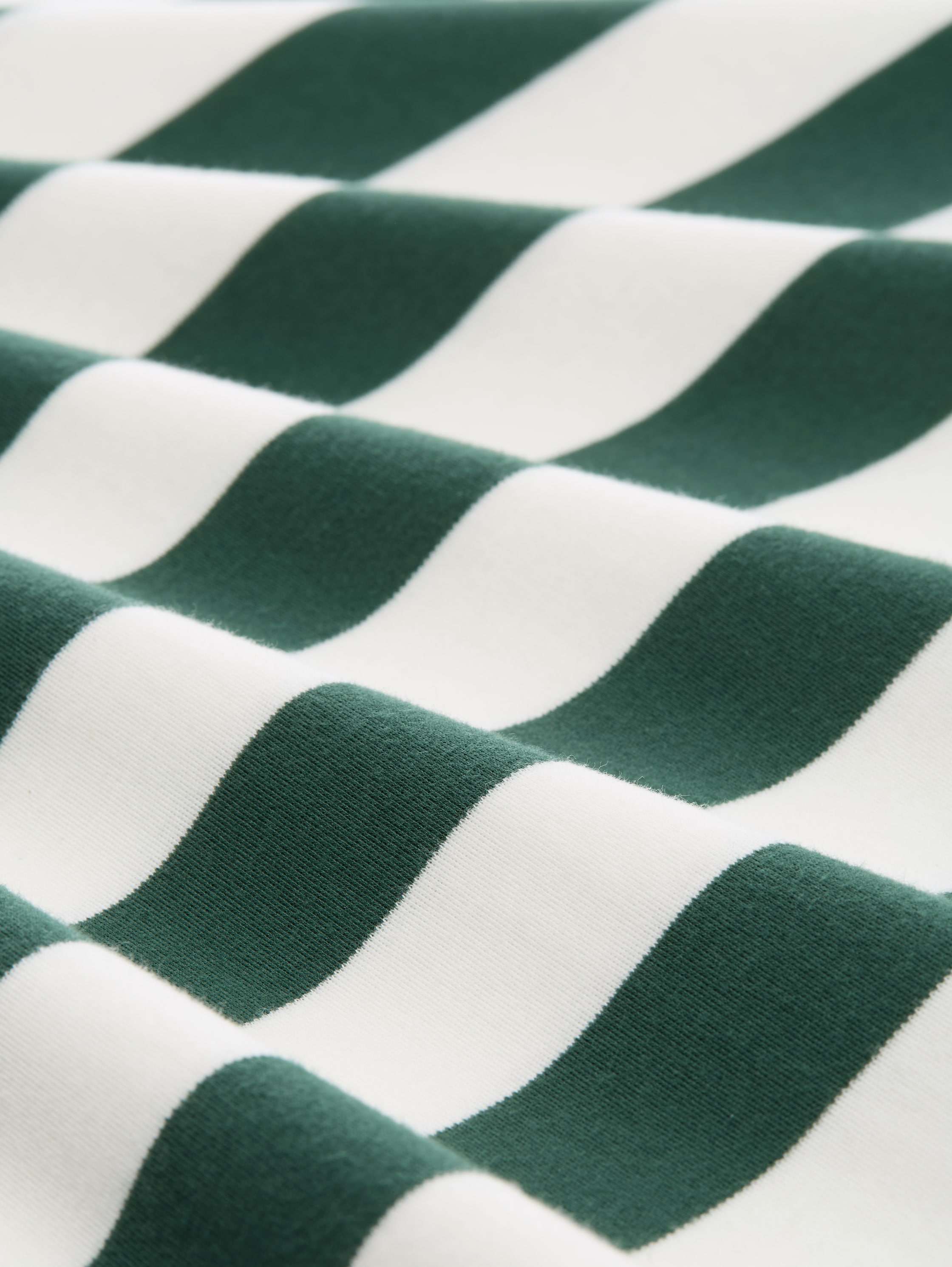 Cotton T-shirt - green offwhite block stripe - Material view