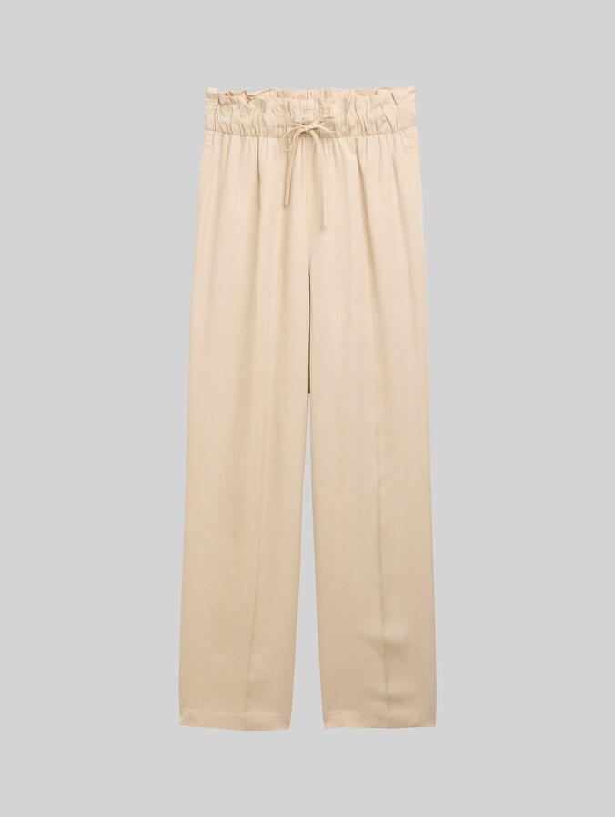 Wide Leg Paperpag Trousers by Denim Female, Light Breeze