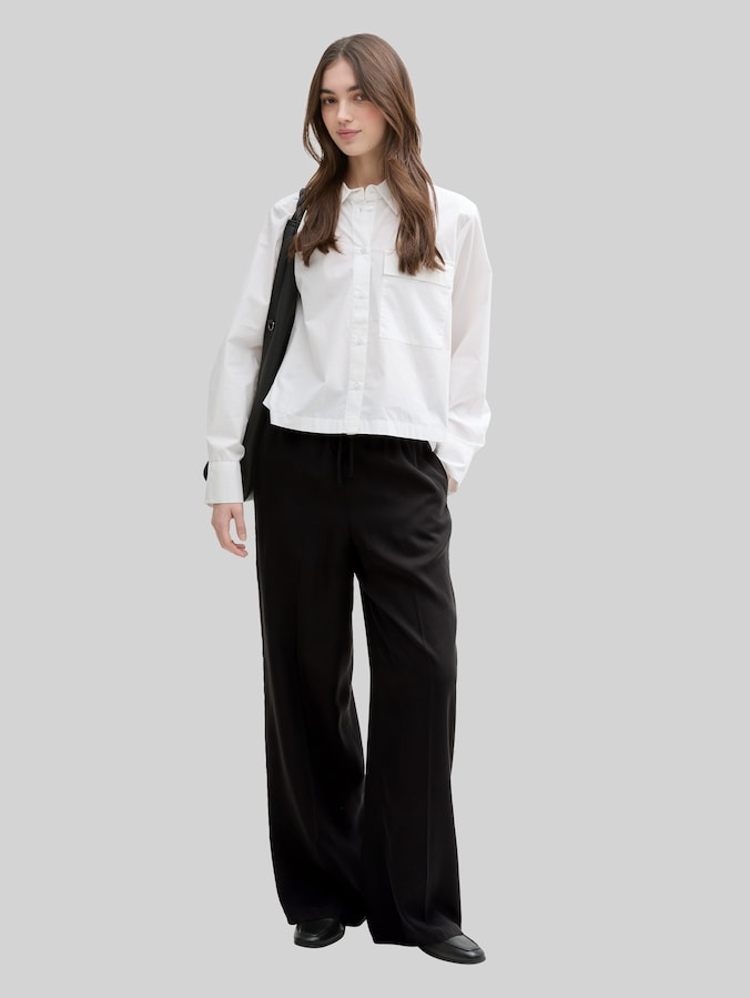 Wide Leg Paperpag Hose von Denim Female, deep black