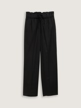Wide Leg Paperpag Hose - deep black - Vorder-Produkt-Ansicht