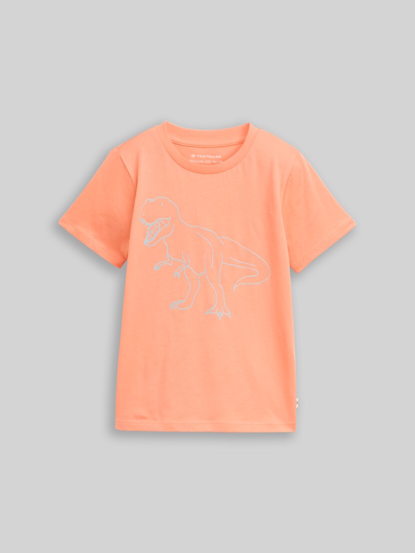 Glow-in-the-Dark T-Shirt von Mini Boys, bright coral