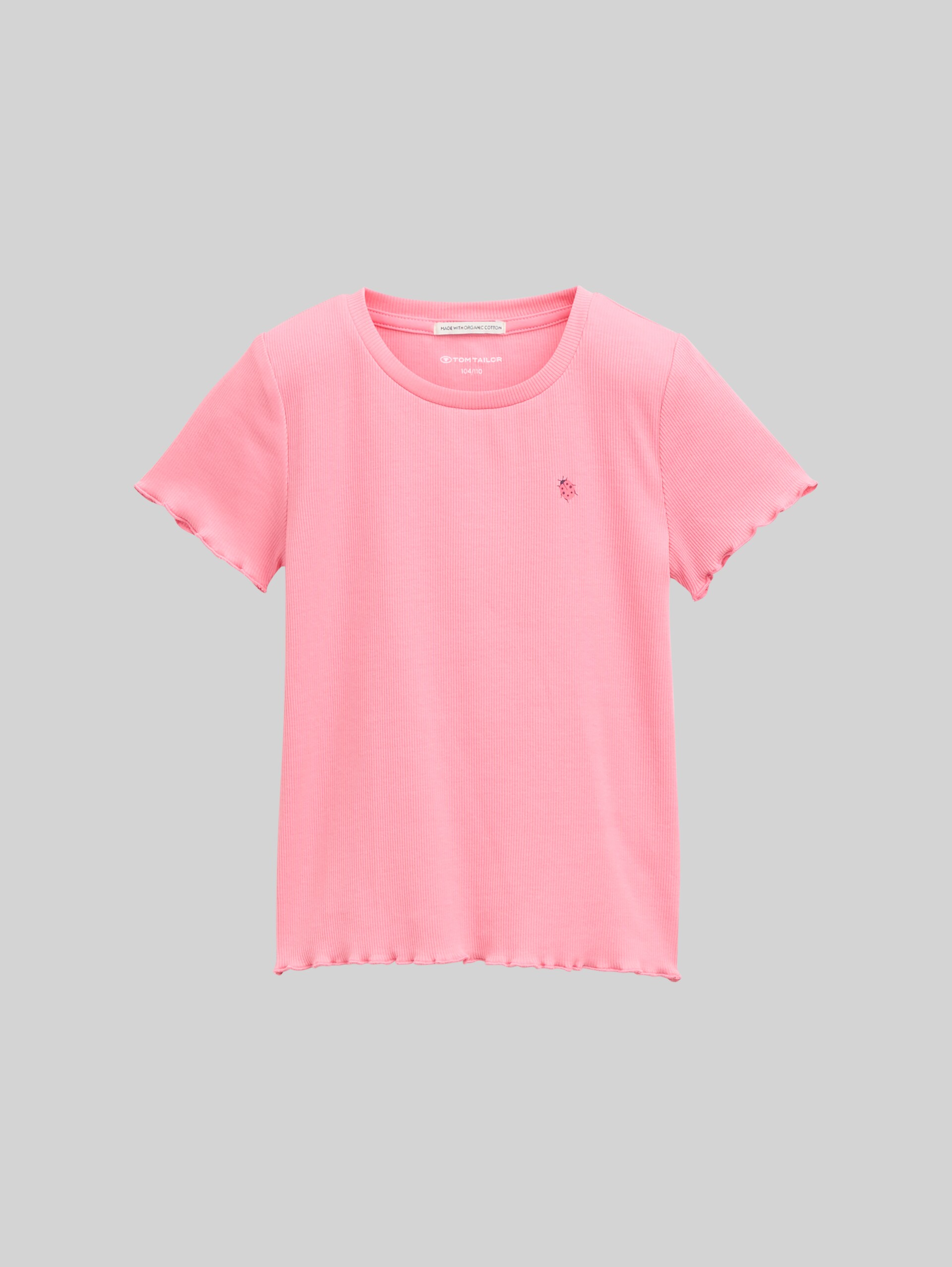 Ribbed T-shirt with print - sunrise pink - Front product view